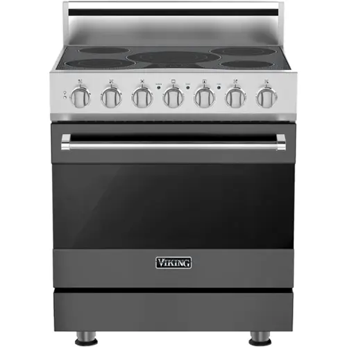 Front. Viking - 3 Series 4.7 Cu. Ft. Self-Cleaning Freestanding Dual Fuel LP Gas Convection Range - Damascus Gray.