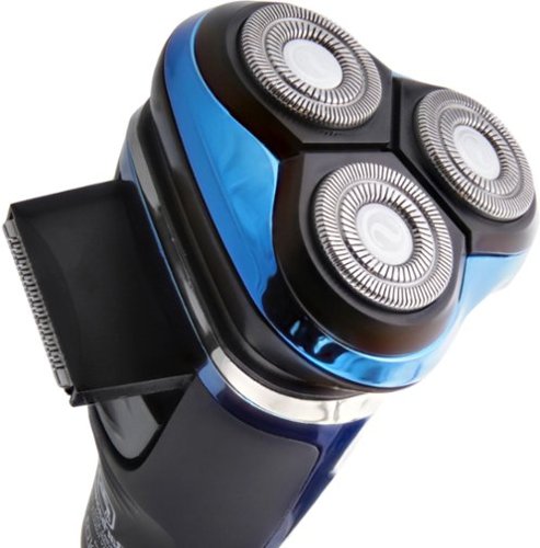Barbasol Rechargeable Wet/Dry Rotary Electric Shaver with Beard Trimmer - Black/Blue WORLDWIDE DELIVERY