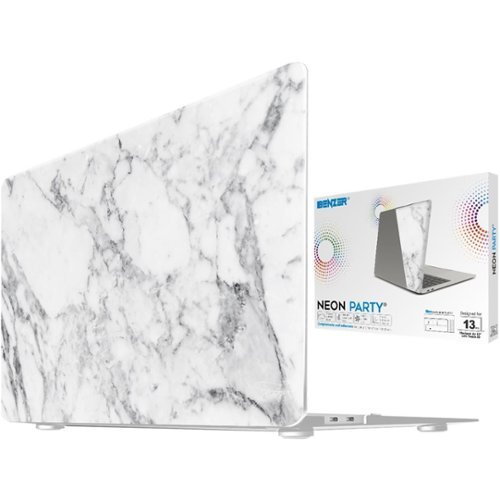 iBenzer - Neon Party Top and Rear Cover for 13.3" Apple® MacBook® Air (A1932 with touch ID only) - White Marble