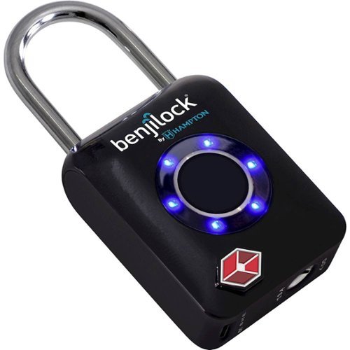 BenjiLock by Hampton TSA Fingerprint Padlock - Black WORLDWIDE DELIVERY