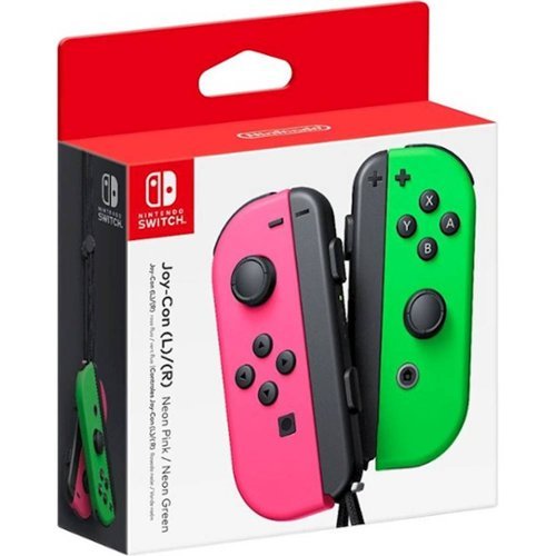 Geek Squad Certified Refurbished Joy-Con (L/R) Wireless Controllers for Nintendo Switch - Neon Pink/Neon Green