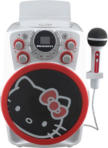 KIDdesigns - Hello Kitty CD+G Portable Karaoke System - White/Hot Pink-Front_Standard 