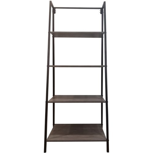 Noble House - Mema Industrial 4-Shelf Bookshelf - Gray-Front_Standard 