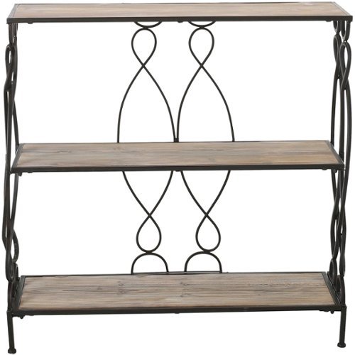  Noble House - Addy Iron &amp; Firwood 3-Shelf Bookcase - Rusty White