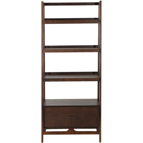Noble House - Beckton Mid-Century Modern Ladder Bookshelf - Walnut-Front_Standard 