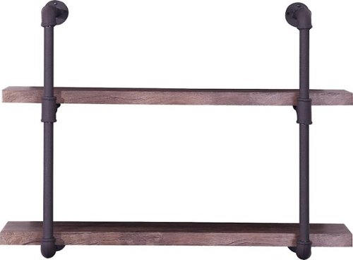 Noble House - Casco Industrial Faux Wood and Steel Wall Shelf - Dark Brown