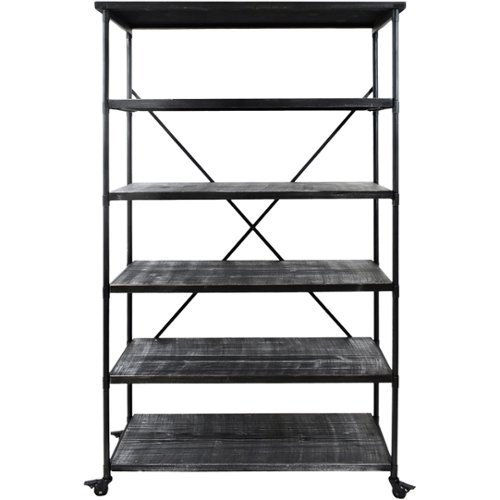 Noble House - Natrona Industrial 5-Shelf Bookshelf - Gray-Front_Standard 