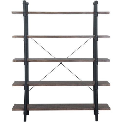 Noble House - Wharton Industrial 5-Shelf Bookshelf - Dark Brown-Front_Standard 