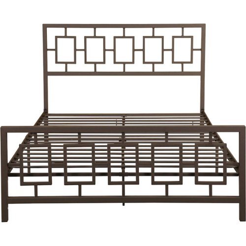 Noble House - Lacona 61" Queen-Size Iron Platform Bed Frame - Hammered Copper-Front_Standard 