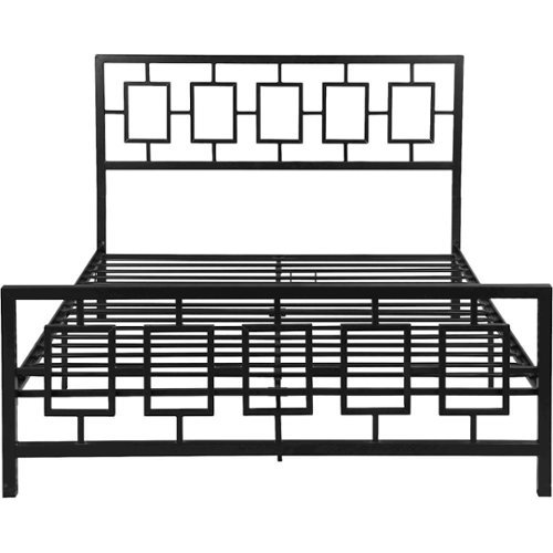 Noble House - Lacona 61" Queen Size Iron Platform Bed Frame - Flat Black-Front_Standard 