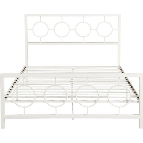 Noble House - Fredonia Modern 61" Queen-Size Iron Platform Bed Frame - White-Front_Standard 