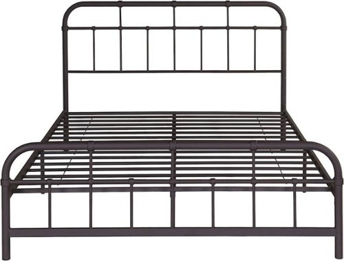Noble House - Sodus Industrial 63.8" Queen Size Iron Bed Frame - Charcoal Gray-Front_Standard 
