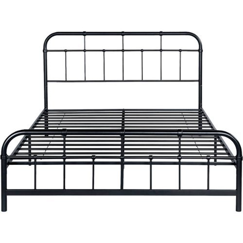 Noble House - Sodus Industrial 63.8" Queen Size Iron Bed Frame - Flat Black-Front_Standard 