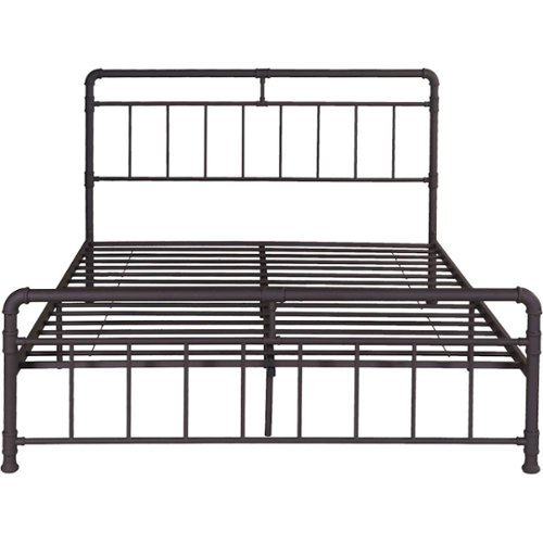 Noble House - Whately Industrial 63.5" Queen Size Iron Bed Frame - Hammered Copper-Front_Standard 