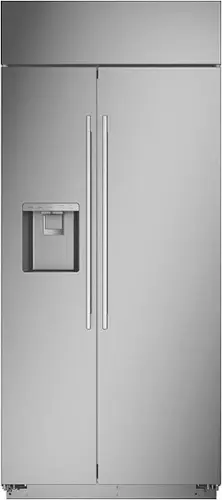 Front. Monogram - 20.4 Cu. Ft. Side-by-Side Built-In Refrigerator with Dispenser - Stainless Steel.