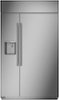 Monogram - 28.8 Cu. Ft. Side-by-Side Built-In Refrigerator with Dispenser - Stainless Steel-Front_Standard 