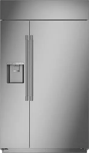 Front. Monogram - 28.8 Cu. Ft. Side-by-Side Built-In Refrigerator with Dispenser - Stainless Steel.