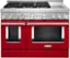 Front. KitchenAid - 6.3 Cu. Ft. Freestanding Double Oven Gas True Convection Range with Self-Cleaning and Griddle - Passion Red.