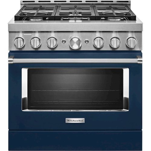 KitchenAid - Commercial-Style 5.1 Cu. Ft. Slide-In Gas True Convection Range with Self-Cleaning - Ink blue