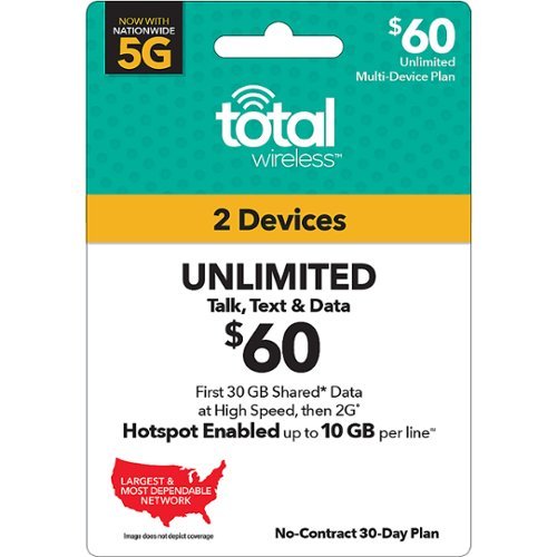 Total Wireless - $60 Unlimited Family Plan Now Mobile Hotspot≈ Enabled (Email Delivery) [Digital]