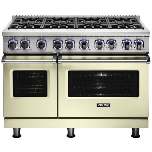 Viking - Professional 7 Series Freestanding Double Oven Dual Fuel Convection Range with Self-Cleaning - Vanilla cream