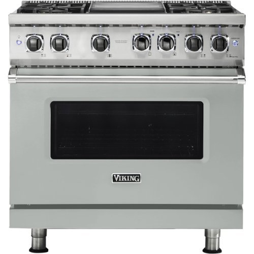 Viking - Professional 5 Series 5.6 Cu. Ft. Freestanding Dual Fuel LP Gas True Convection Range with Self-Cleaning - Arctic gray