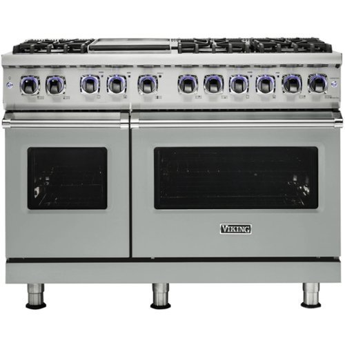 Viking - Professional 7 Series Freestanding Double Oven Dual Fuel Convection Range with Self-Cleaning - Arctic gray