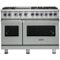 Viking - 48"W 7-Series Dual Fuel Self-Clean Range-6 Burners + Griddle - Arctic Gray-Front_Standard