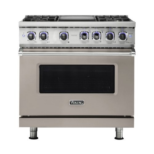 Viking - Professional 7 Series 5.6 Cu. Ft. Freestanding Dual Fuel LP Gas True Convection Range with Self-Cleaning - Pacific Gray