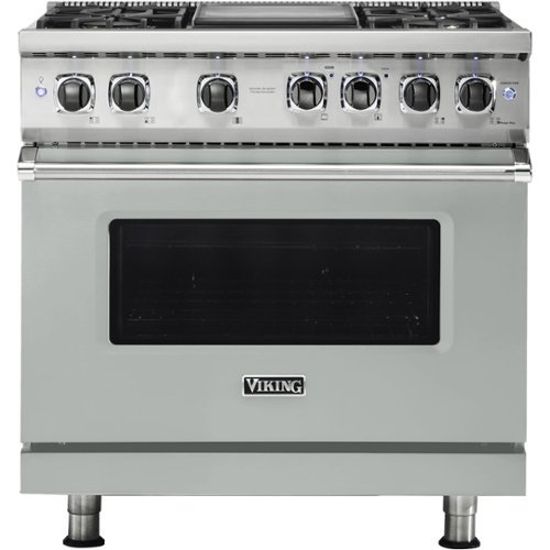 Viking - Professional 5 Series 5.6 Cu. Ft. Freestanding Dual Fuel True Convection Range with Self-Cleaning - Arctic gray