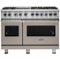Viking - 48"W 7-Series Dual Fuel Self-Clean Range-6 Burners + Griddle - LP - Pacific Gray-Front_Standard