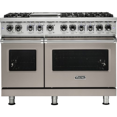 Viking - Professional 5 Series Freestanding Double Oven Dual Fuel True Convection Range with Self-Cleaning - Pacific Gray