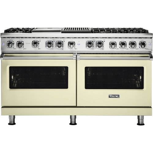 Viking - Professional 5 Series Freestanding Double Oven Dual Fuel Convection Range with Self-Cleaning - Vanilla Cream