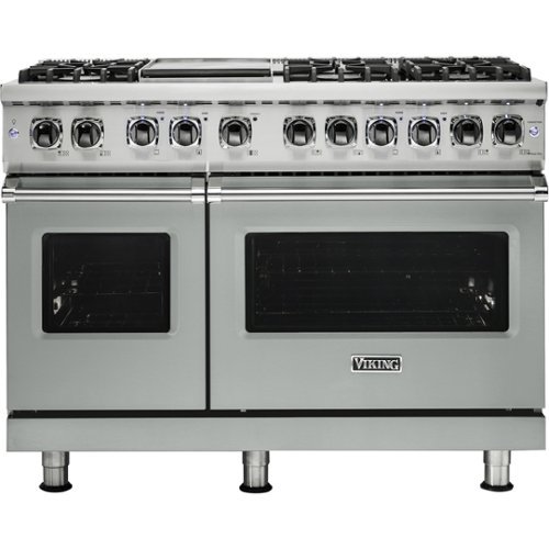 Viking - Professional 5 Series 7.3 Cu. Ft. Freestanding Double Oven Dual Fuel LP Gas True Convection Range with Self-Cleaning - Arctic gray