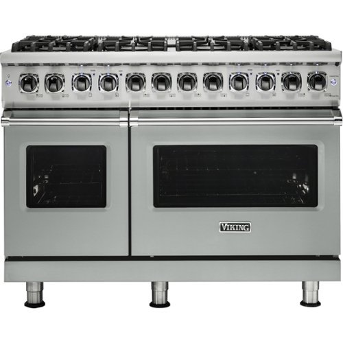 Viking - Professional 5 Series 7.3 Cu. Ft. Freestanding Double Oven Dual Fuel LP Gas True Convection Range with Self-Cleaning - Arctic gray