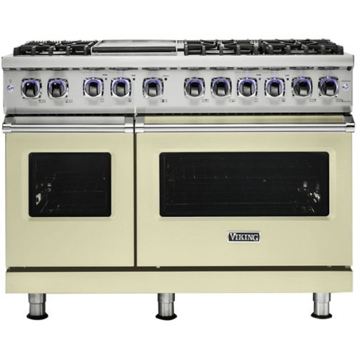 Viking - 48"W 7-Series Dual Fuel Self-Clean Range-6 Burners + Griddle - Vanilla Cream