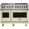 Viking - 48"W 7-Series Dual Fuel Self-Clean Range-6 Burners + Griddle - Vanilla Cream-Front_Standard