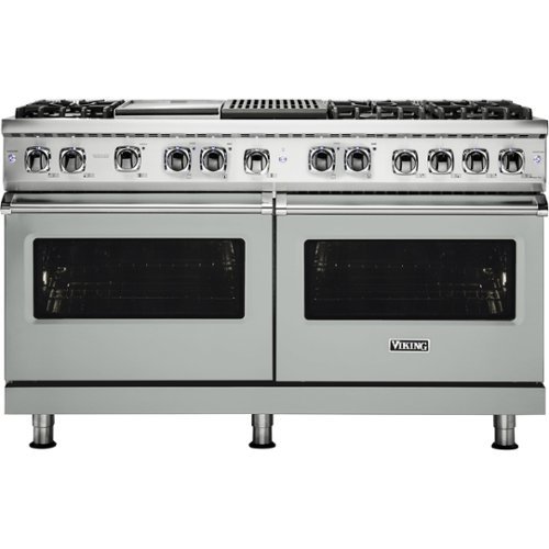 Viking - Professional 5 Series Freestanding Double Oven Dual Fuel Convection Range with Self-Cleaning - Arctic gray