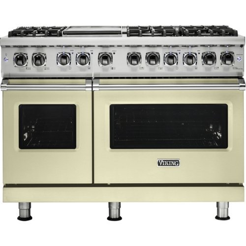 Viking - Professional 5 Series 7.3 Cu. Ft. Freestanding Double Oven Dual Fuel LP Gas True Convection Range with Self-Cleaning - Vanilla cream