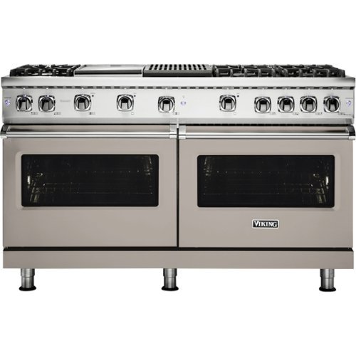 Viking - Professional 5 Series 8 Cu. Ft.  Freestanding Double Oven LP Gas Convection Range - Pacific Gray