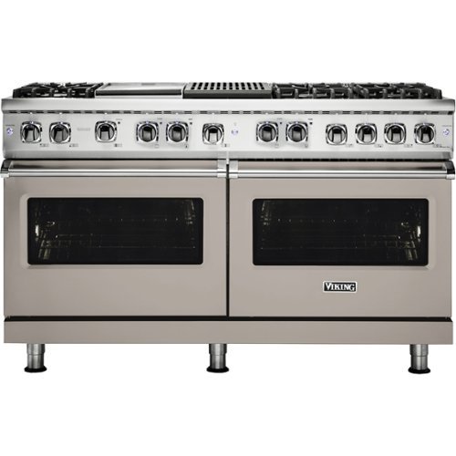 Viking - Professional 5 Series Freestanding Double Oven Dual Fuel Convection Range with Self-Cleaning - Pacific Gray