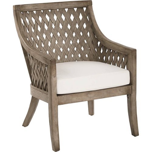 OSP Designs - Plantation Tuscan Wood and Fabric Lounge Chair with Cushion - Gray