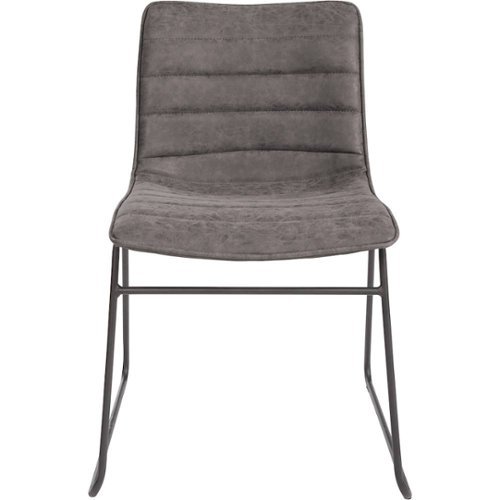 AveSix - Halo Metal and Faux Leather Stacking Chair (Set of 2) - Charcoal
