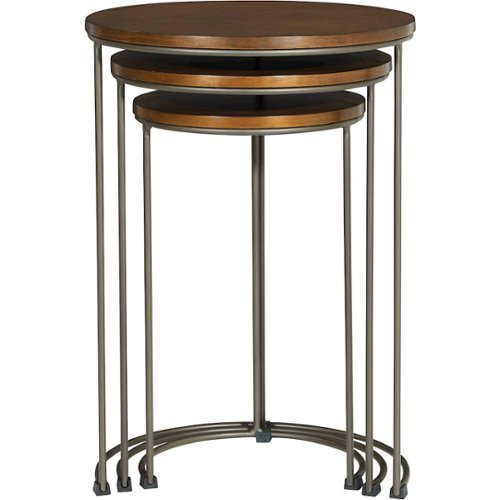 OSP Home Furnishings - Sullivan Round Steel and Wood Nesting Table (Set of 3) - Pewter Walnut