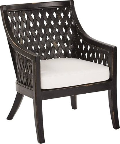 OSP Designs - Plantation Tuscan Wood and Fabric Lounge Chair with Cushion - Antique Black