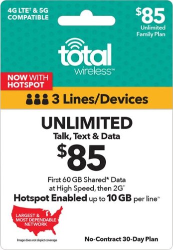 Total Wireless - $85 Unlimited Family 30-Day Plan Card - Green-Front_Standard 