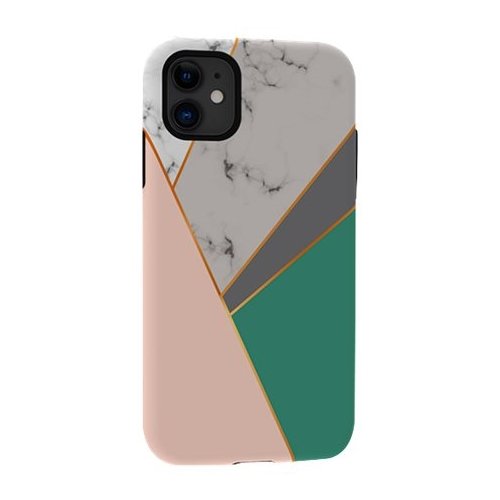 ArtsCase - StrongFit Designers Tough S Modern Geometric Design with Golden Lines Case for Apple® iPhone® 11 - Pink/Green/Gray/Gold