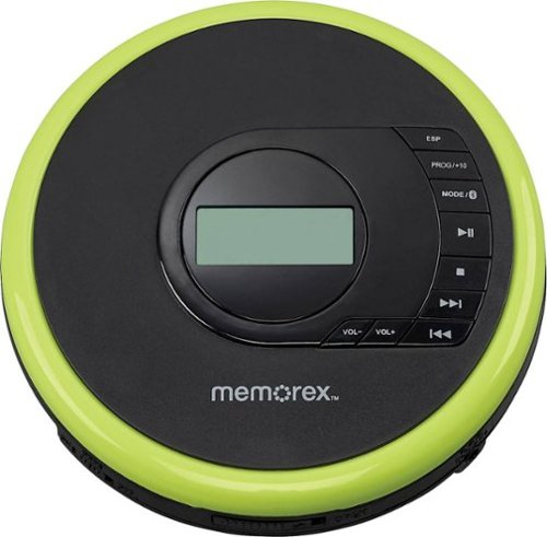 Memorex Portable CD Player with Bluetooth - Black With Bright Green Trim WORLDWIDE DELIVERY