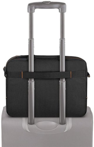 Solo New York Ace Slim Briefcase for 13.3 Laptop - Black With Orange Accents GLOBAL SHIPPING