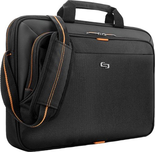 Solo New York Ace Slim Briefcase for 13.3 Laptop - Black With Orange Accents SHOP ONLINE